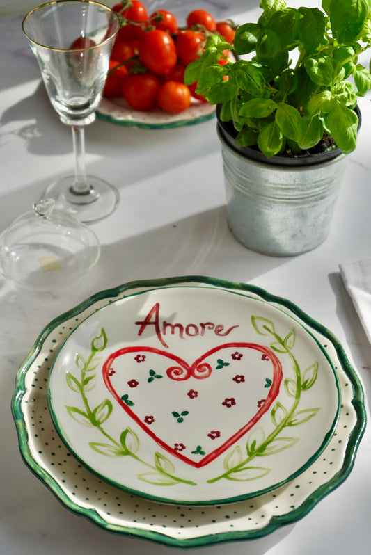 Piatto semplice – Decoro cuore e scritta | 21 cm