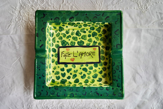 Posacenere quadrato – Decoro leopardato e scritta | 19x19 cm