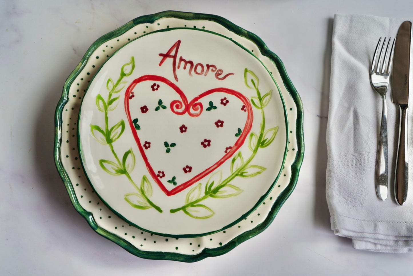 Piatto semplice – Decoro cuore e scritta | 21 cm