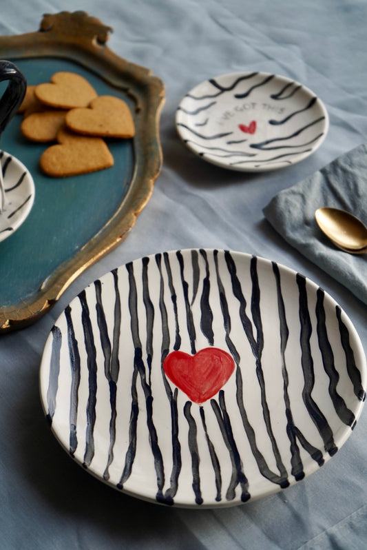 Piatto semplice – Decoro zebrato con cuore | 21 cm