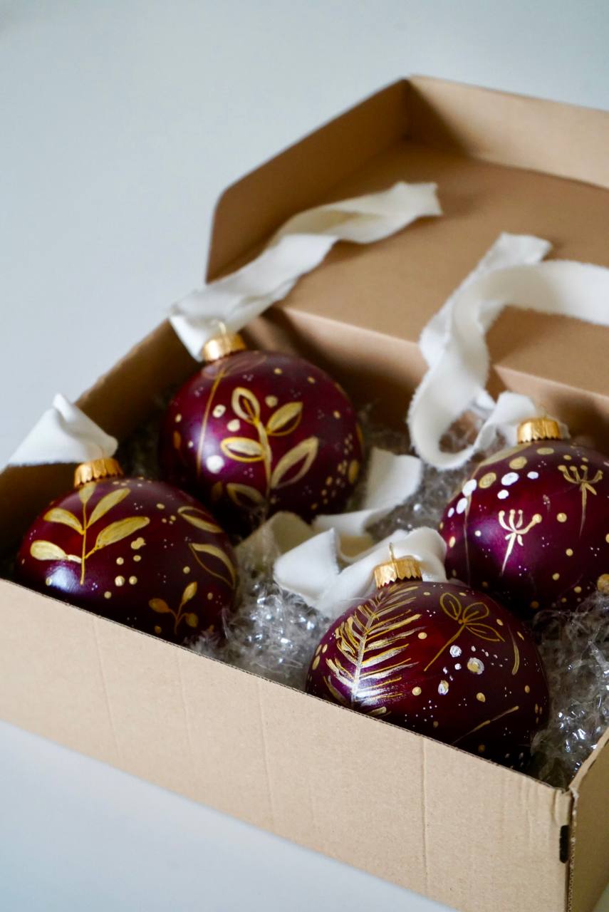 Sfera in ceramica artiginale burgundy