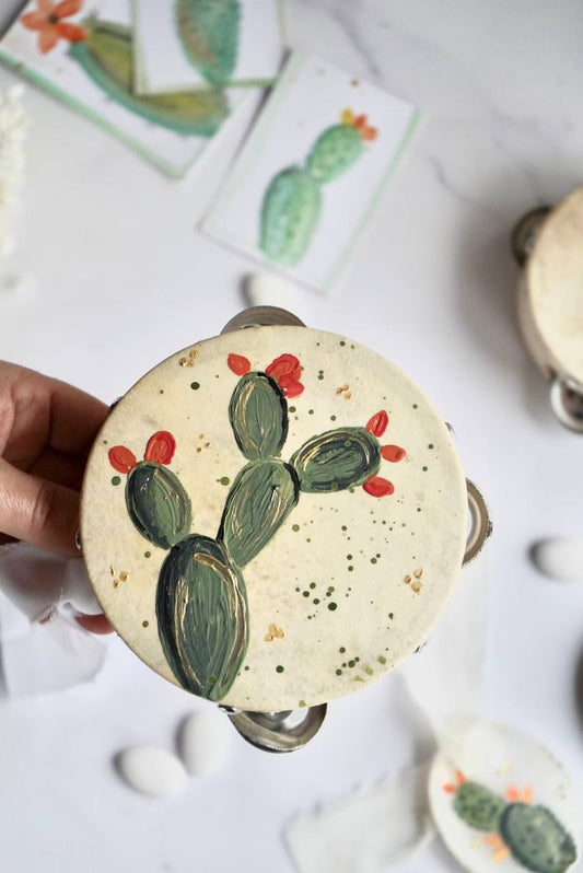 Tamburello dipinto a mano – Diametro 10 cm | Collezione Fico d’India