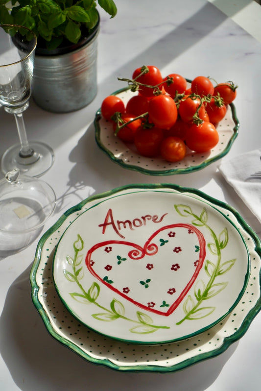 Piatto semplice – Decoro cuore e scritta | 21 cm