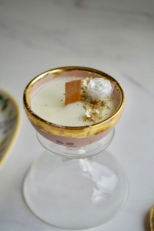 Candela in Cera Naturale Profumata in Piccolo Bolo di Ceramica