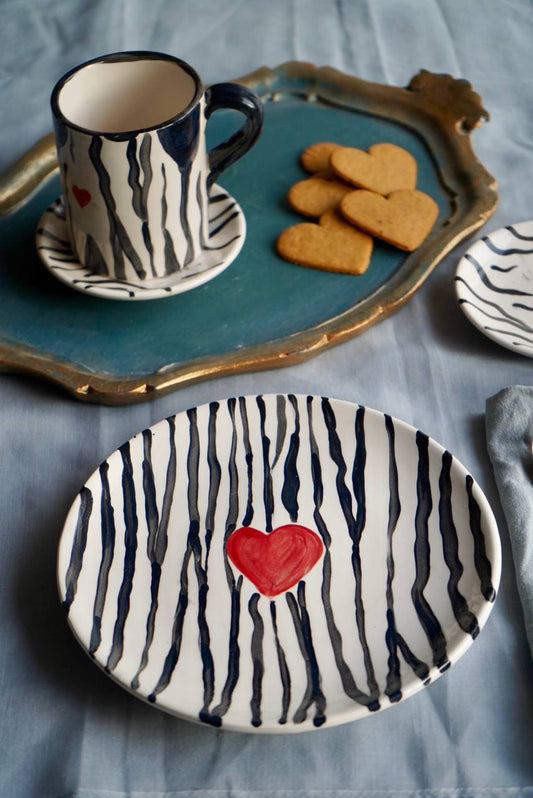 Piatto semplice – Decoro zebrato con cuore | 21 cm