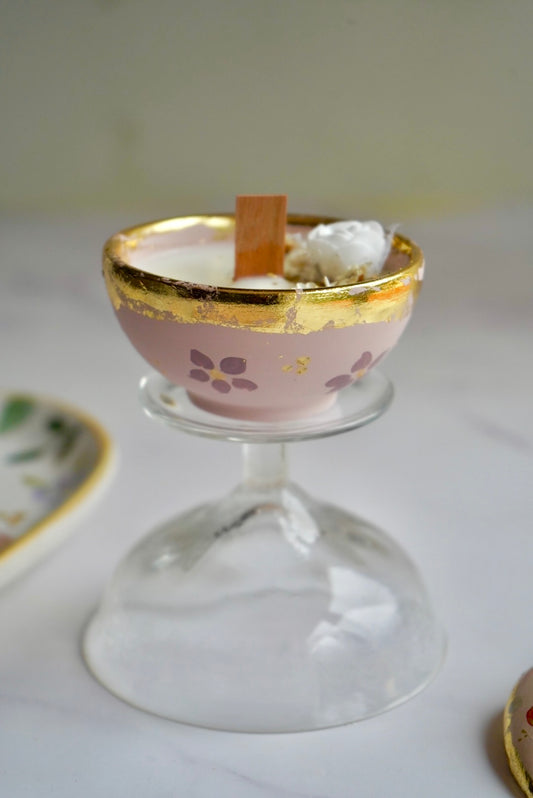 Candela in Cera Naturale Profumata in Piccolo Bolo di Ceramica