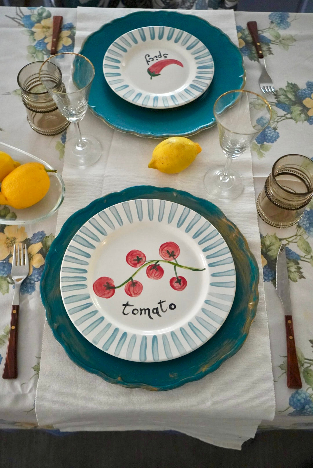 Piatto piano "Tomato" – Collezione Righe Pop