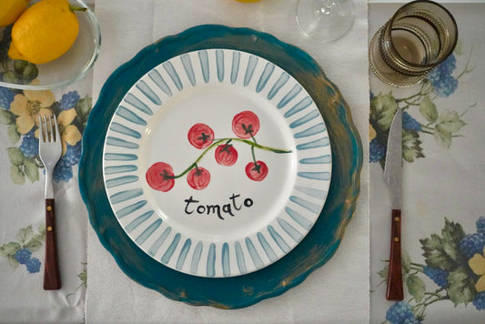 Piatto piano "Tomato" – Collezione Righe Pop