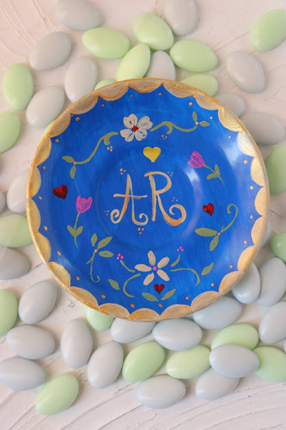 Piattino Decorativo con Iniziali – Diametro 12 cm