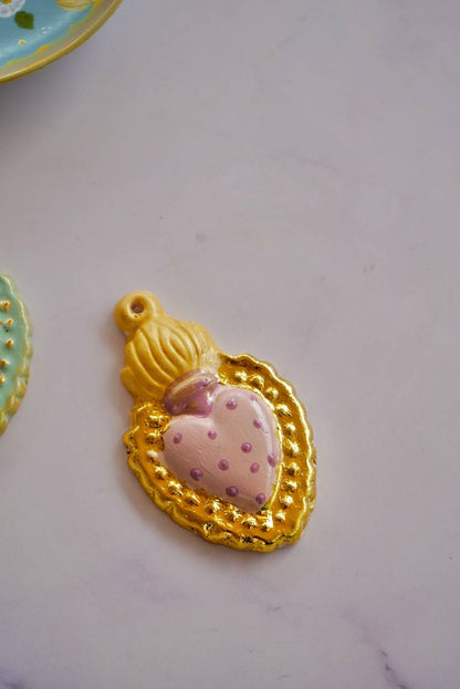 Cuore sacro tridimensionale – Foglia oro e colori pastello | Versione piccola 8.5 cm